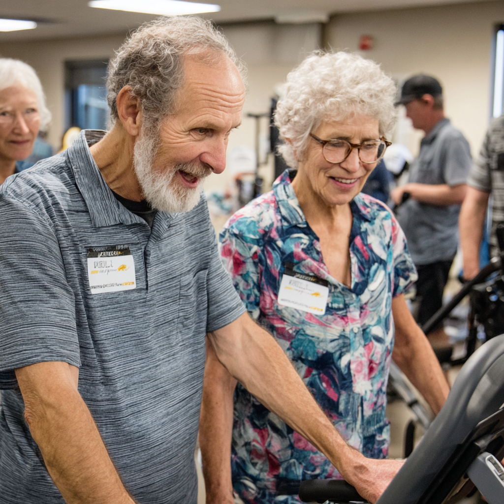 Middle-aged adults participating in personalized mobility assessment session